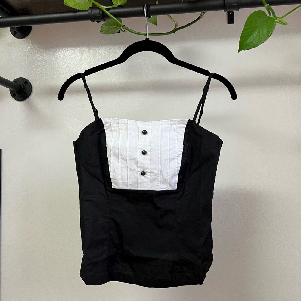 NWT Tuxedo Black and White Dress Top Medium